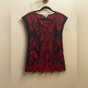Beth Bowley Black Top with Red Embroidery 🔥🔥🔥Brand New, No Tags🔥🔥🔥